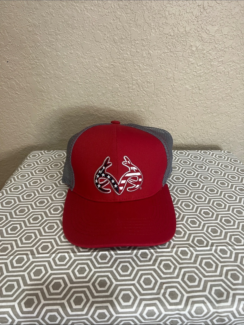 Realtree Red Trucker Cap with Gray Mesh Back